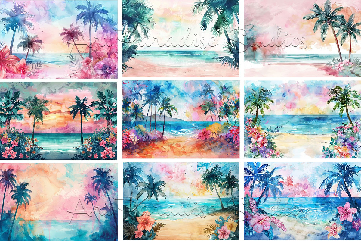 36 Tropical Scenic Landscape Images, a Decorative Illustration by Art Paradise Studios (Photo 5 of 6)