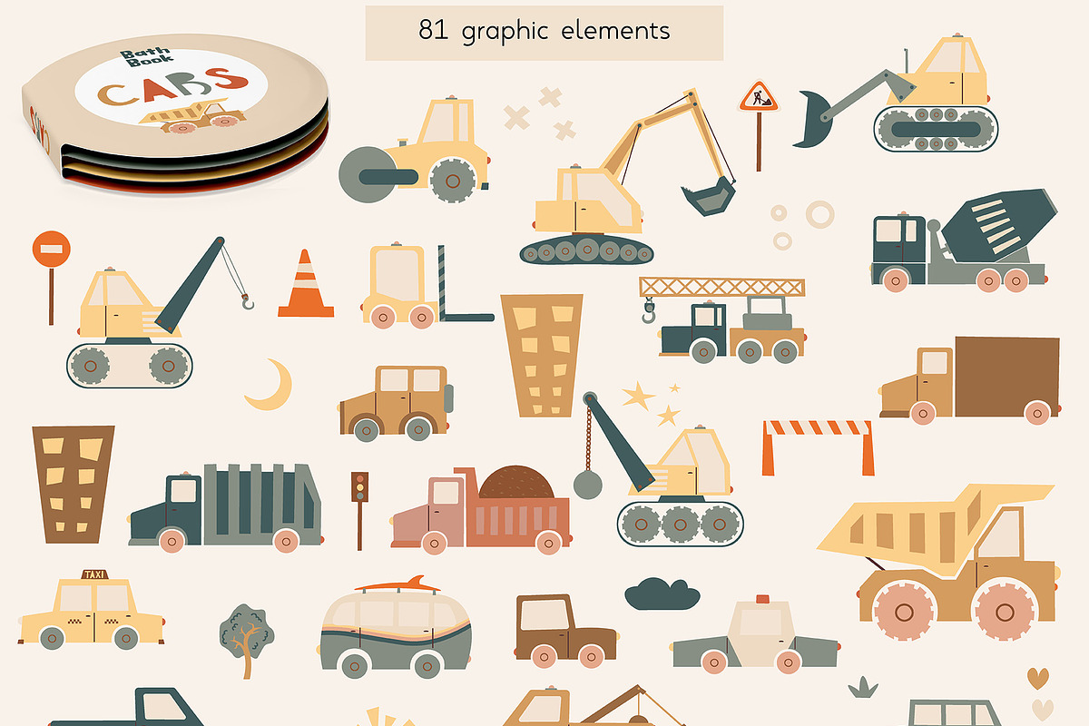 Cars. Cute collection for kids., an Illustration by Julia Martyshkina (Photo 3 of 9)