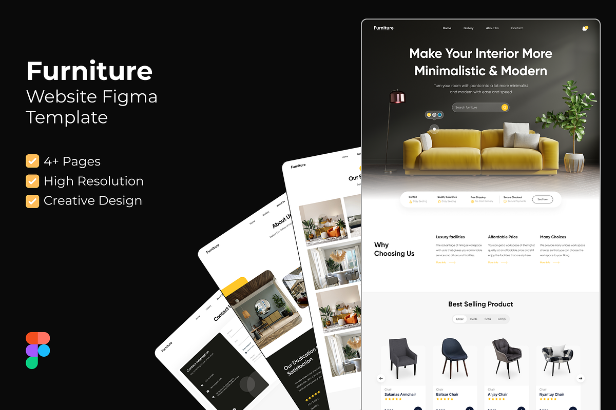 Furniture Figma Website Template, an UI Kit Template by Hammad Arif