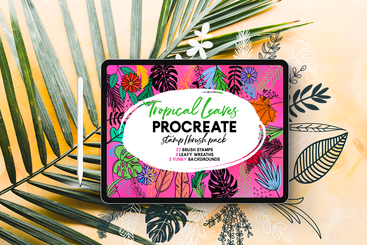 Tropical Leaves Stamps | Procreate, a Brush Add-On by OkayAnnie Designs (Photo 1 of 7)