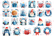 Cute Blue Christmas Clipart, an Illustration by Markicha Art (Thumbnail 4 of 5)