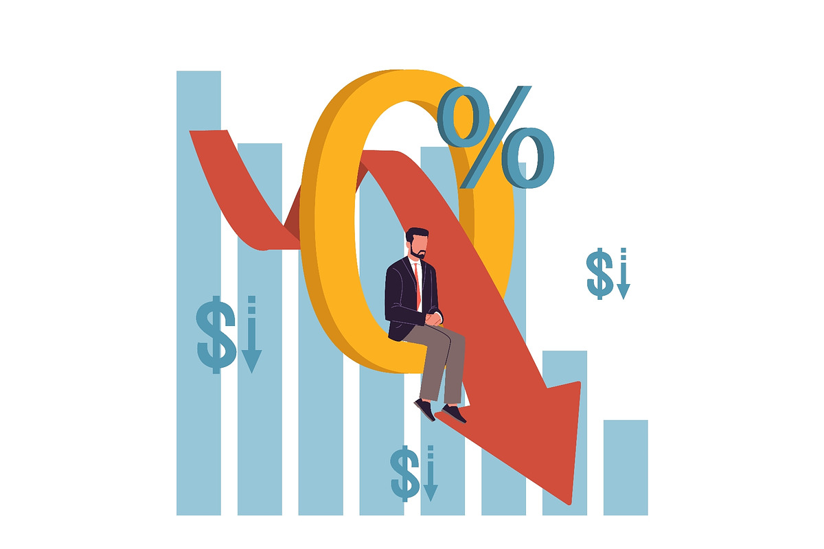 Zero interest rate decline. Falling, a Finance Illustration by YummyBuum (Photo 1 of 3)