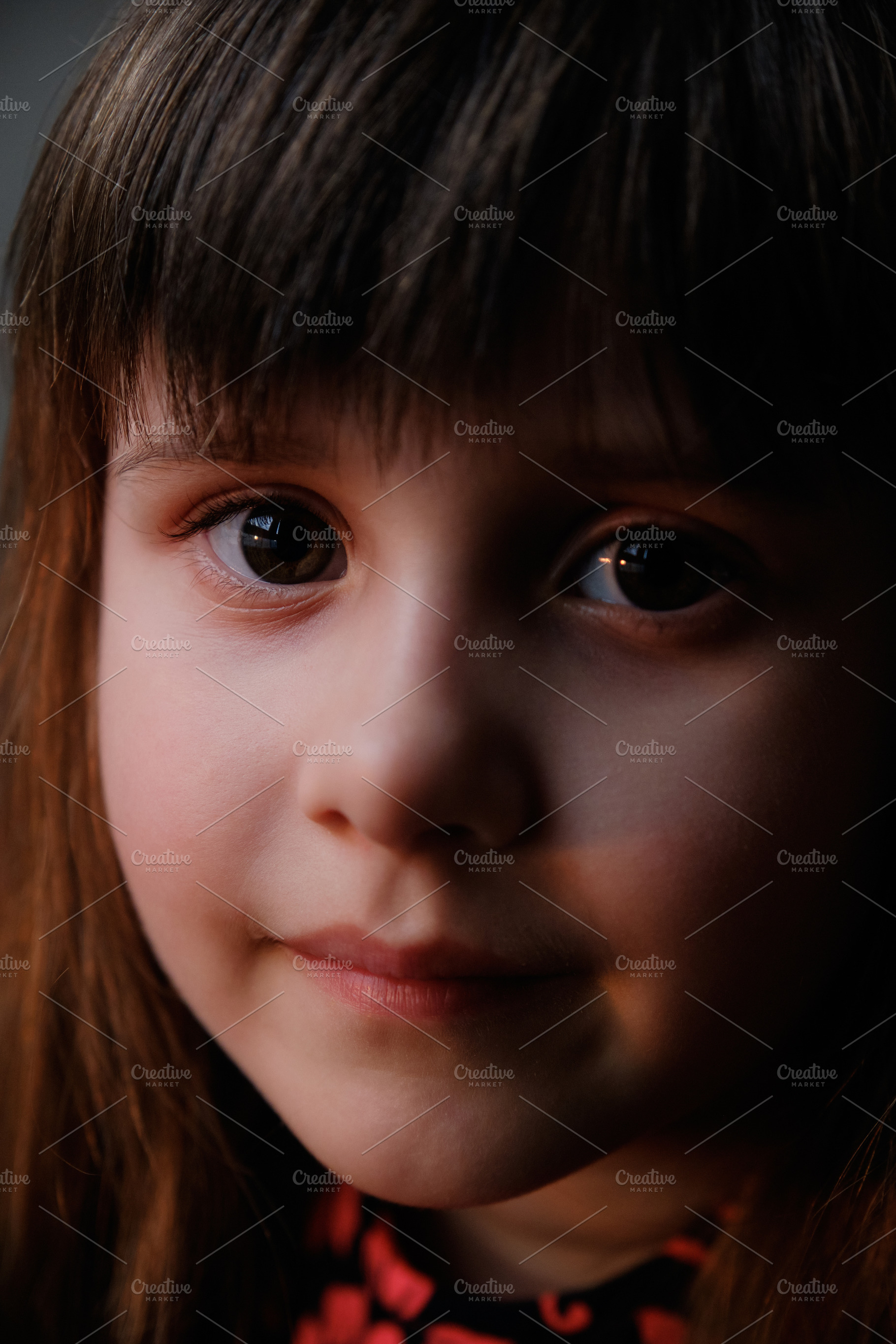 Close-up Portrait of a Sweet Little Girl with Brown Eyes., a Person Photo by Rohan Photography