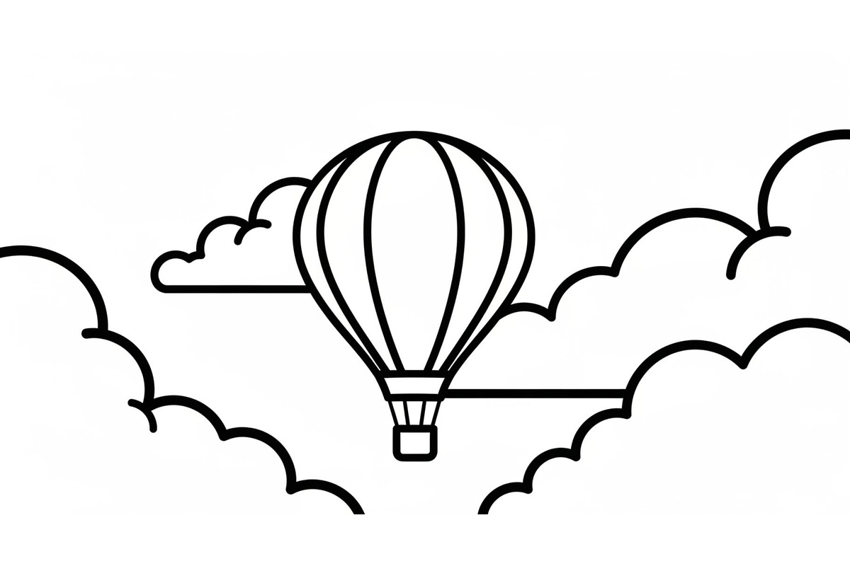 Hot Air Balloon Cloud Line Art bundl, an Illustration by Designer_Momina (Photo 7 of 51)