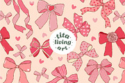 Coquette Valentine Bows Seamless, a Decorative Illustration by TitaLivingArt (Thumbnail 2 of 11)