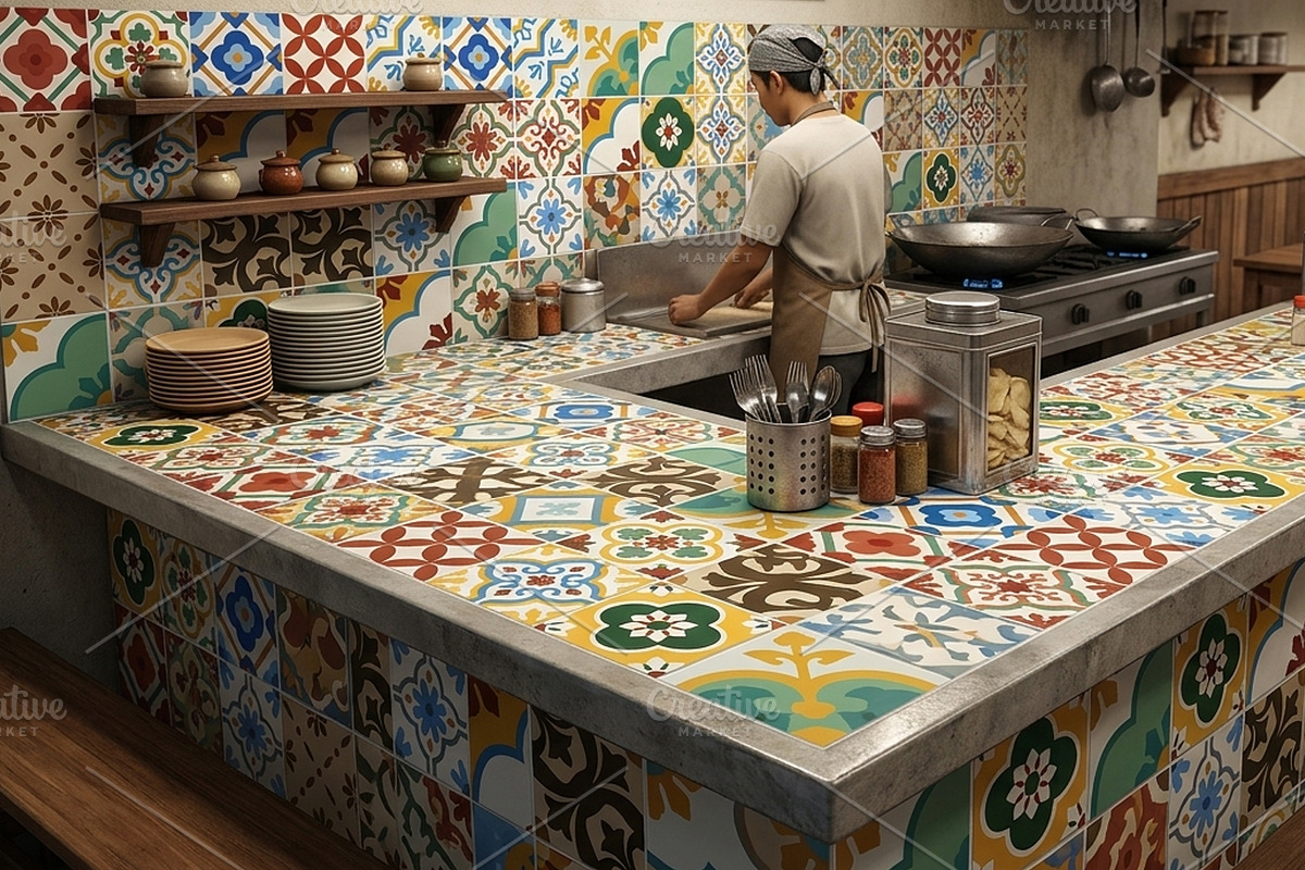Vintage Ceramic Tile Pattern Set, a Pattern Graphic by Atlantis X Nurman Arbai (Photo 1 of 3)