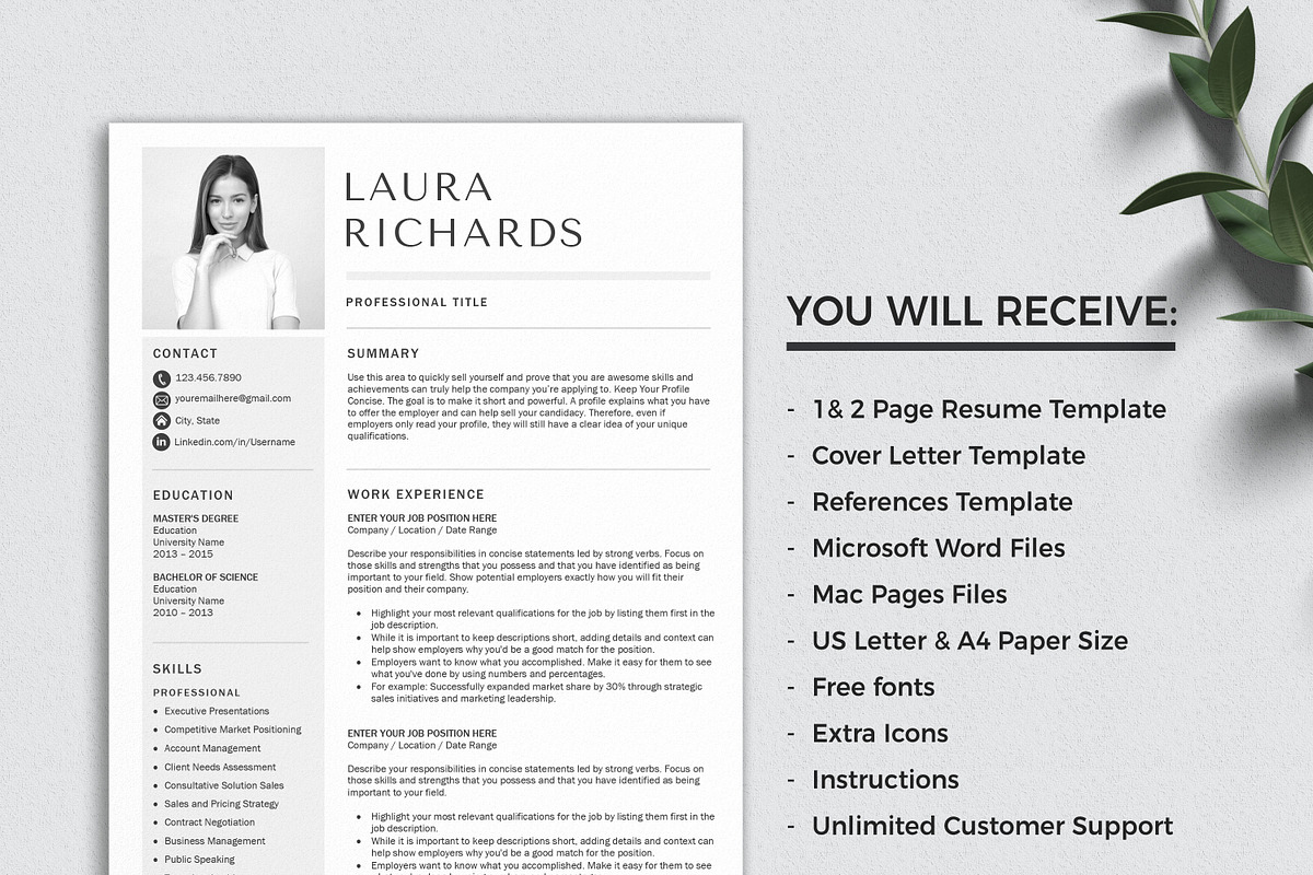 Resume Template CV + Cover Letter, a Resume Template by Klamp Studio (Photo 7 of 7)