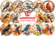 Fall Stained Glass Birds Clipart, an Illustration by Dream Creation (Thumbnail 1 of 6)