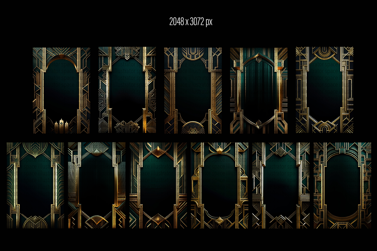 Art Deco gold frames 33 PNG, an Illustration by Illustrator Space (Photo 3 of 6)