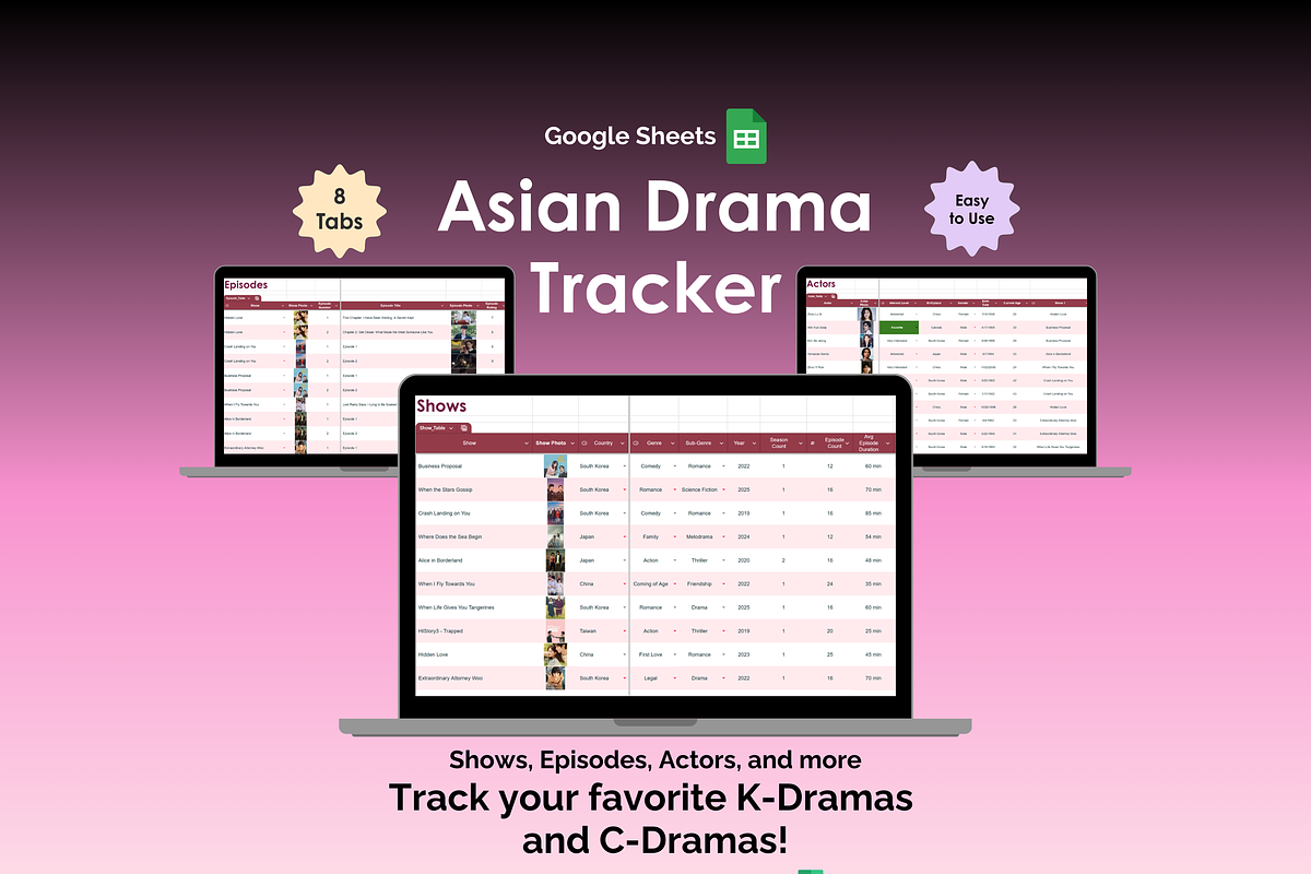 Asian Drama Tracker - Google Sheets, an App Template by Ardent Workshop (Photo 1 of 8)