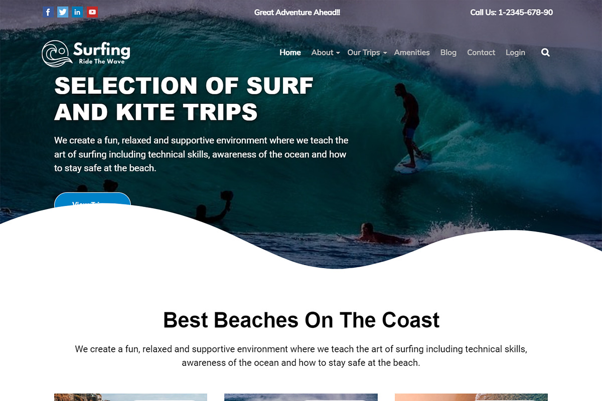 Surfing WordPress Theme - Adventure Tours and Travel Theme