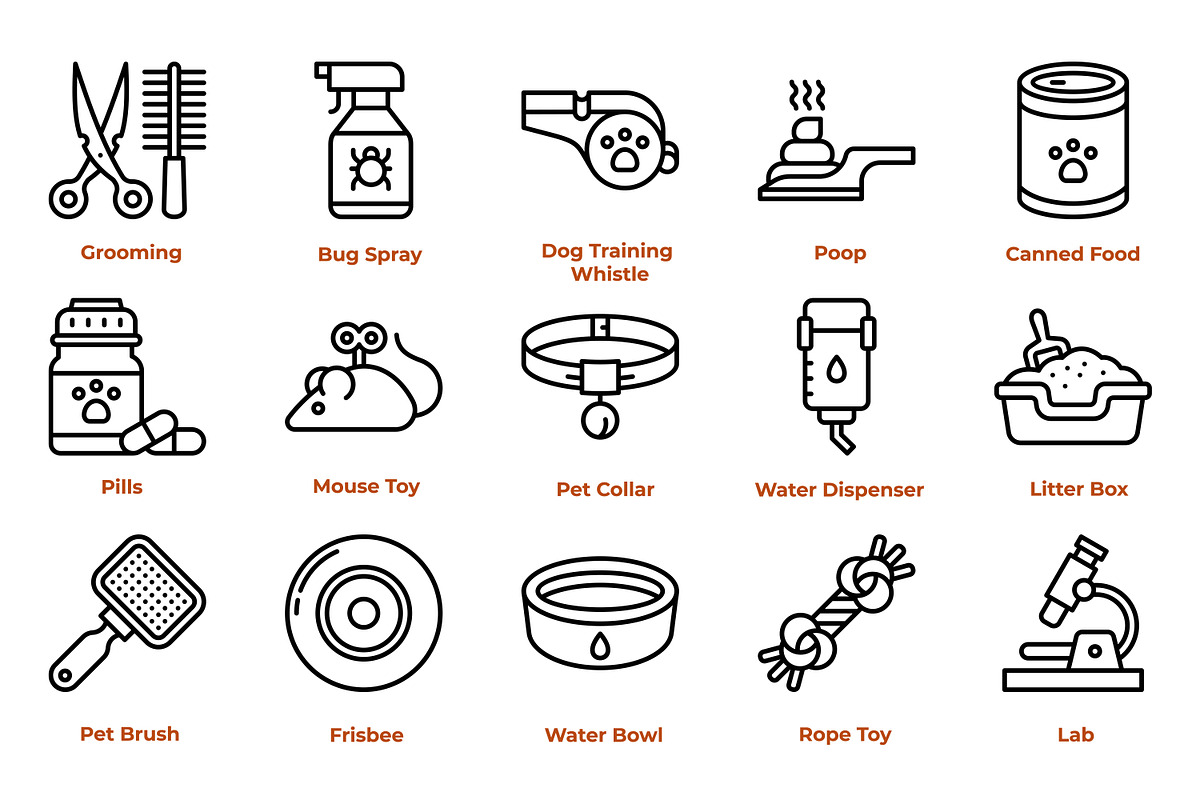 Pet Care Icon Pack, an Outline Icon by Tekuni (Photo 2 of 10)