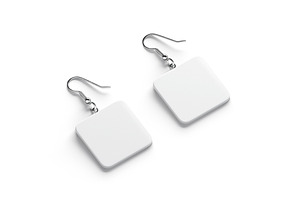White Square Earring Pair 3D Model, an Object 3D Model by rebrandy