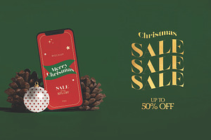 Christmas Festive Elements Mockup, an Advertising Mockup by skybluecreative