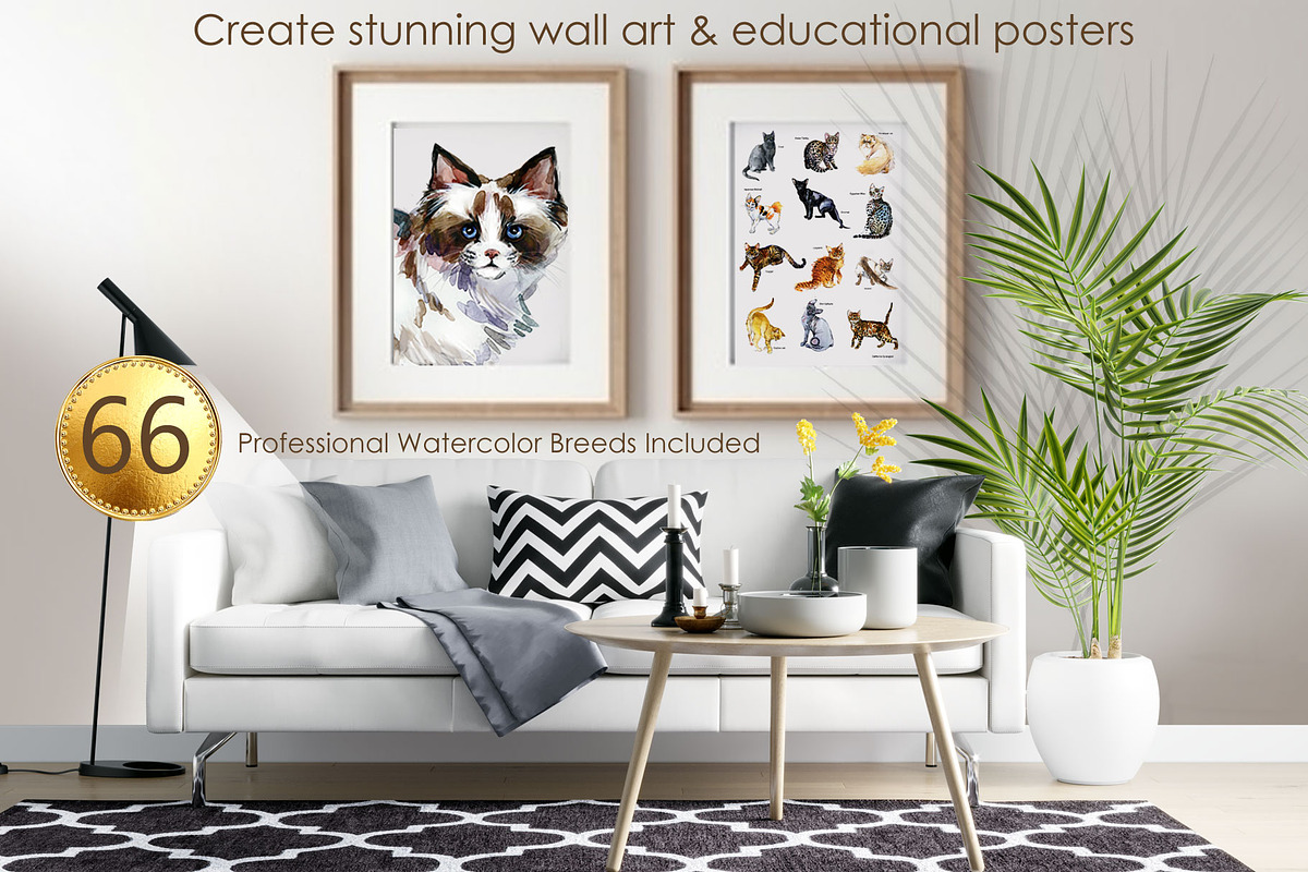 Pedigree Cats Watercolor Set, an Animal Illustration by FineArt (Photo 2 of 9)