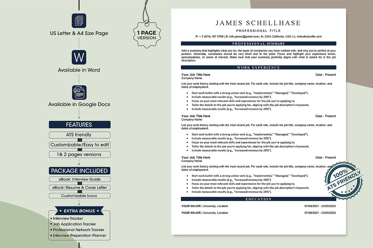 Modern ATS Resume Template in word, a Resume Template by Design_Xlab (Photo 1 of 10)