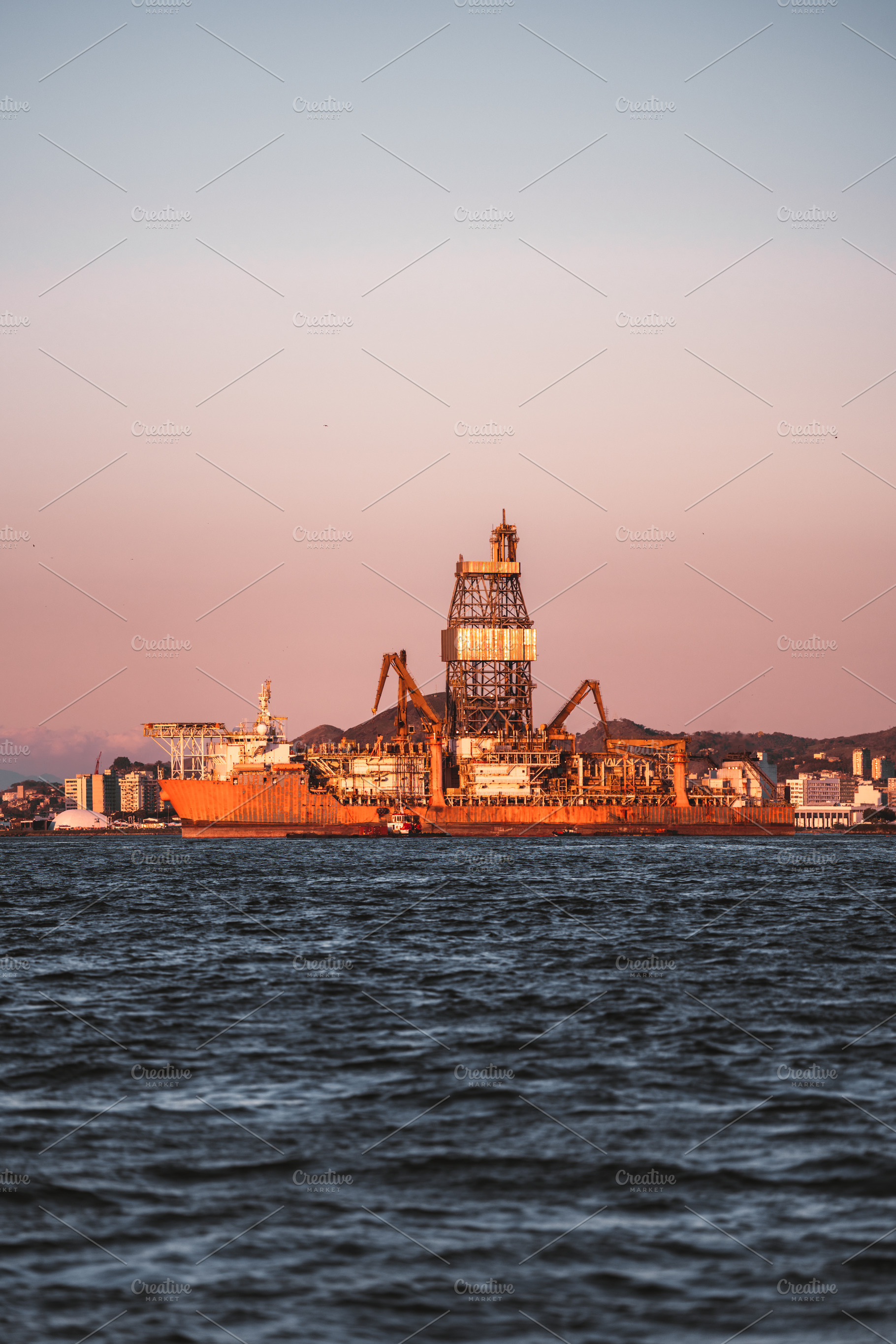 Sunset telephoto industrial platform, an Industrial Photo by SkyNext