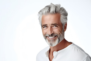 Portrait of cheerful smiling senior mature mid-aged against white background, a Person Photo by Lenor4ik