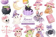 Kawaii Halloween Clipart, a Decorative Illustration by MockupWizard (Thumbnail 1 of 4)