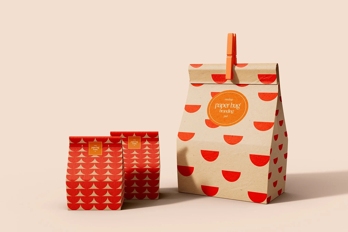Delivery Paper Bags Mockup, a Packaging Mockup by skybluecreative (Photo 2 of 2)