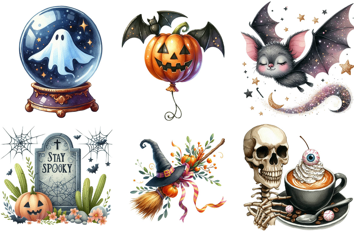 Watercolor Spooky Season Clipart, an Illustration by DreamArtGraphic (Photo 2 of 5)