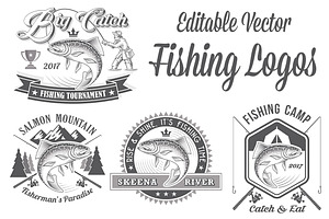 Vector Editable Fishing Logos