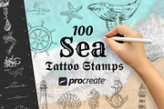 Sea Procreate Tattoo Brushes Stamps, a Brush Add-On by LaurenceVArtiste (Thumbnail 1 of 9)
