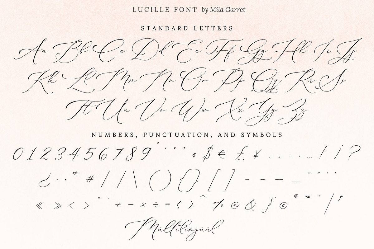 Lucille Wedding Calligraphy Font, a Script Font by Mila Garret (Photo 9 of 13)