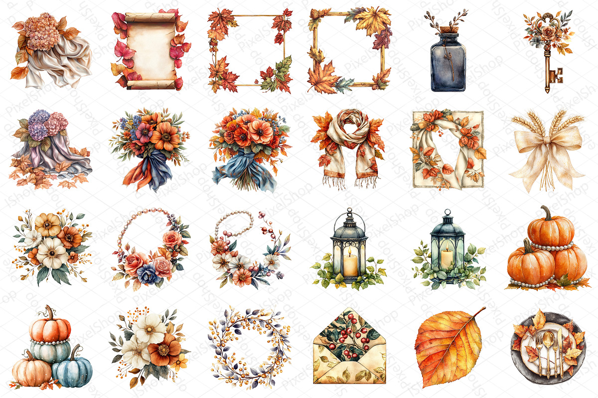 Watercolor Elegant Autumn Clipart, an Illustration by DreamPrint404 (Photo 5 of 6)