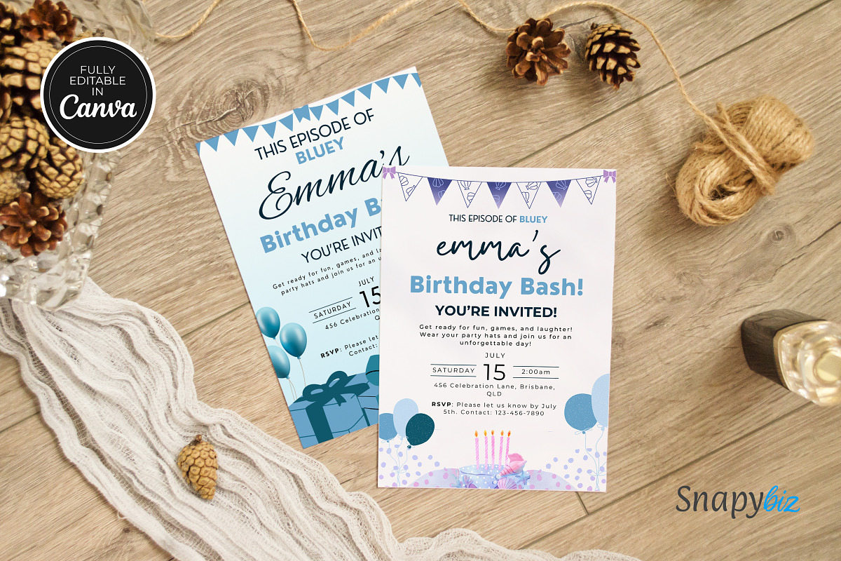 Bluey Birthday Invitation Canva Temp, an Invitation Template by Snapybiz (Photo 10 of 10)