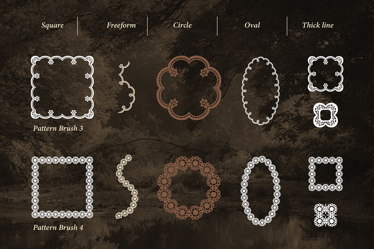 Vintage seamless Lace brushes set, a Brush Add-On by Garden in frame (Photo 6 of 13)