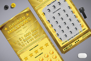 Lottery Ticket In Golden Style