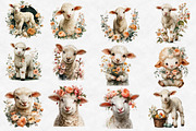 Watercolor Spring Floral Baby Lamb P, an Illustration by Designworld (Thumbnail 3 of 5)