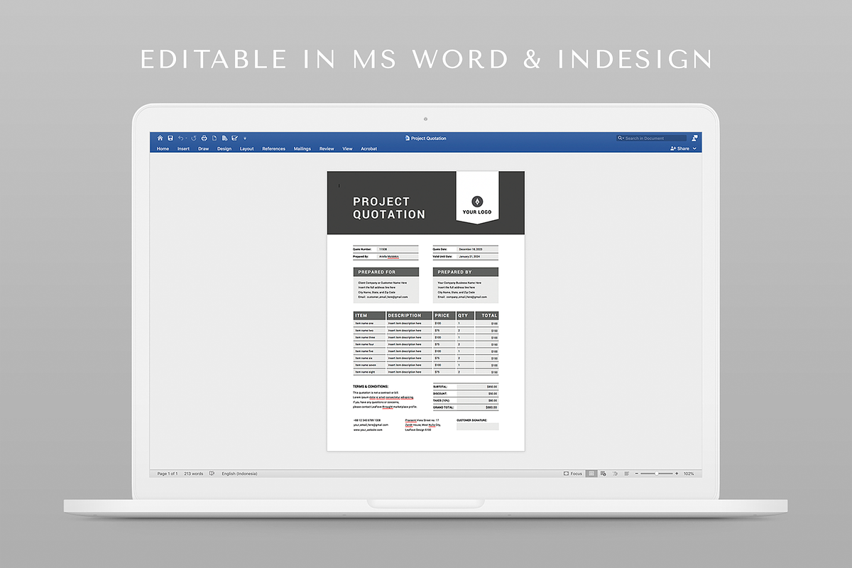 Project Quotation, a Stationery Template by Leaflove (Photo 5 of 5)