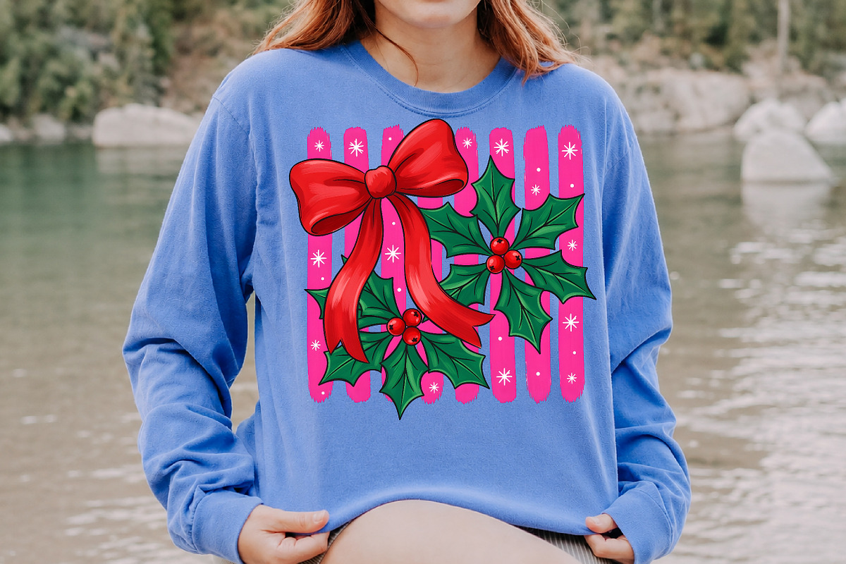 Coquette Red Christmas Bow Holly PNG, a Seasonal Illustration by Rose Art (Photo 4 of 4)