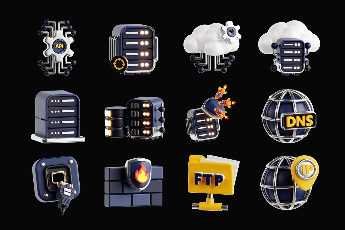 Server & Network 3D Icon Set, an Object 3D Model by Eklip Studio (Photo 2 of 3)
