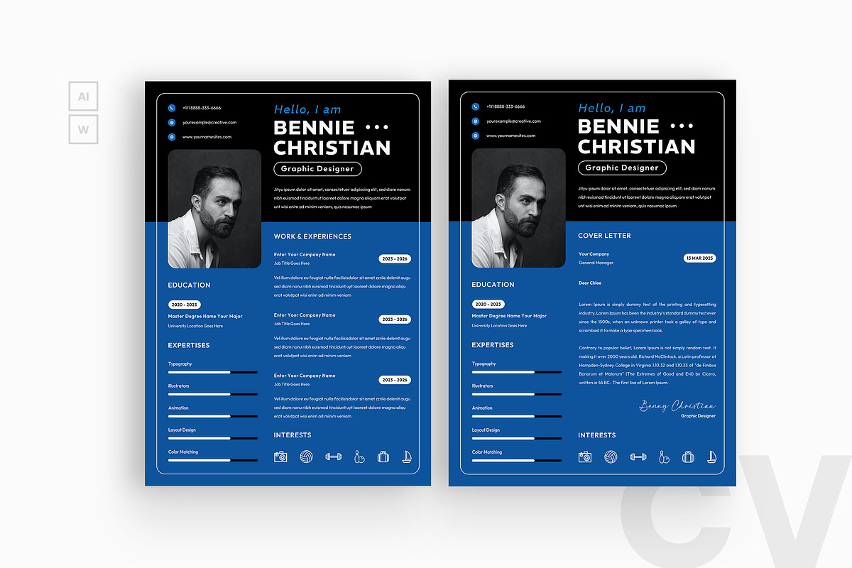 Graphics Shape Background Resume CV, a Resume Template by iDoodle Studio