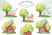 FARM ANIMALS watercolor set, an Animal Illustration by LenArt (Thumbnail 6 of 17)