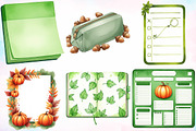 Autumn Green Planner Clipart Bundle, a Seasonal Illustration by Canvas Craft (Thumbnail 3 of 8)