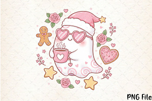 Floral Coquette Pink Ghost Coffee PN, a Seasonal Illustration by YA Design
