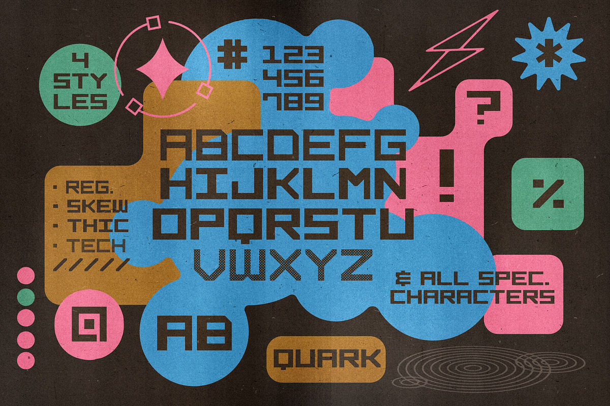 Quark | Y2K Block Type, a Sans Serif Font by Artifact Bazaar (Photo 7 of 9)