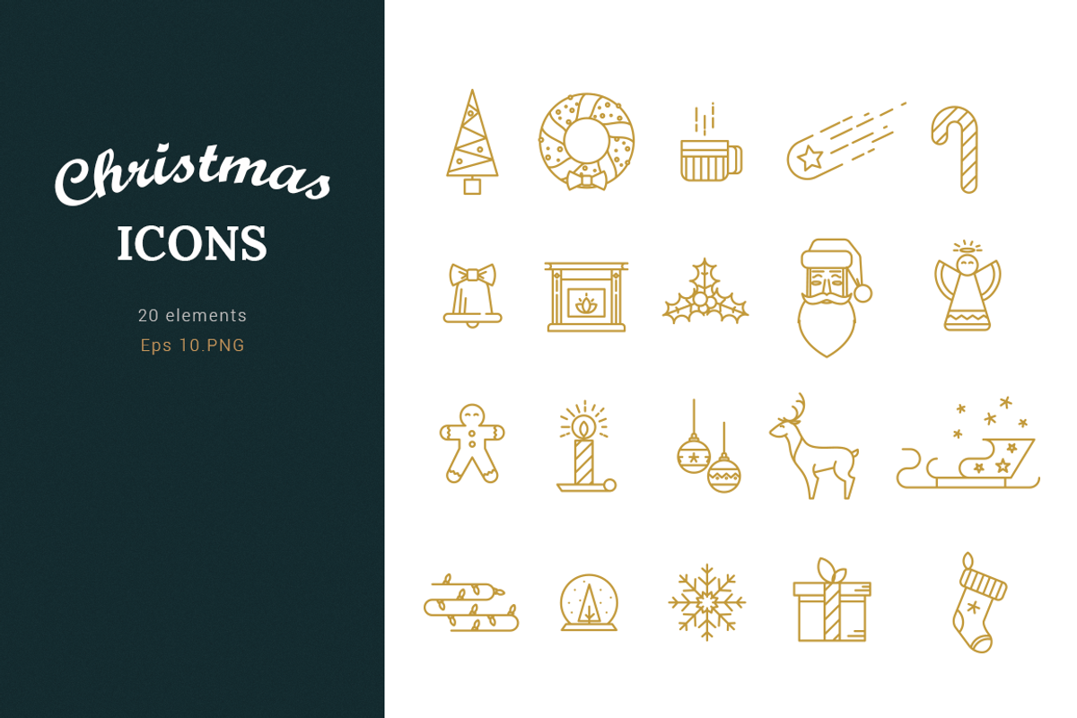 Gold line Christmas set, an Illustration by Fay_Francevna (Photo 2 of 5)