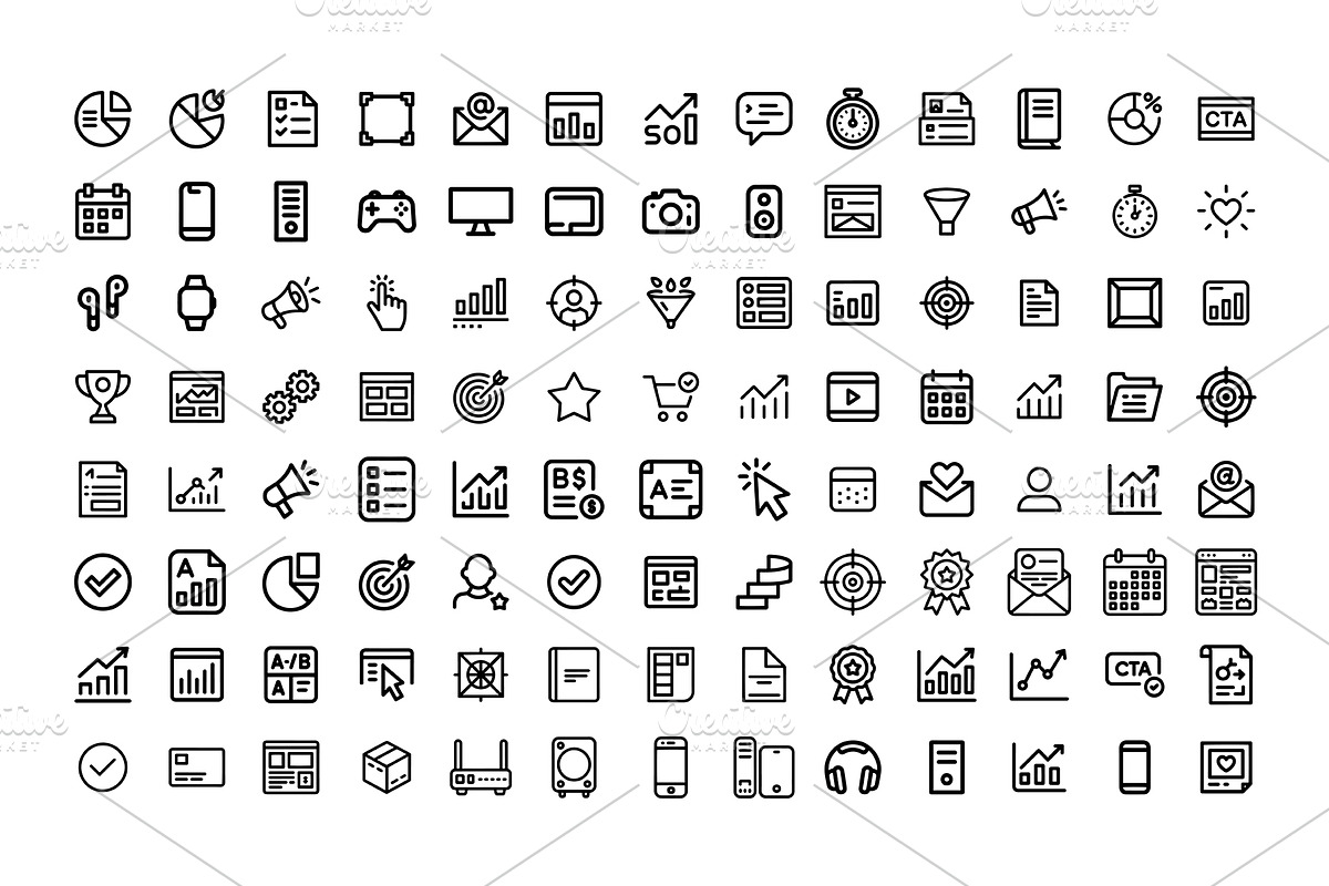 Marketing & Branding Line Icons, an Outline Icon by gstudiovect21 (Photo 3 of 6)