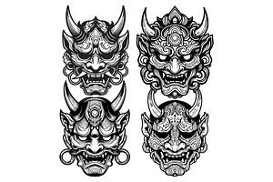 Japanese Hannya Masks Tattoos