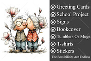 Whimsical Senior Couple Park Clipart, a Seasonal Illustration by Canvas Craft (Thumbnail 3 of 10)
