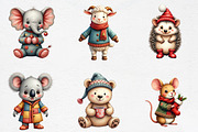 Patchwork Christmas Cute Animals Cli, an Illustration by CrexoraLab (Thumbnail 4 of 5)