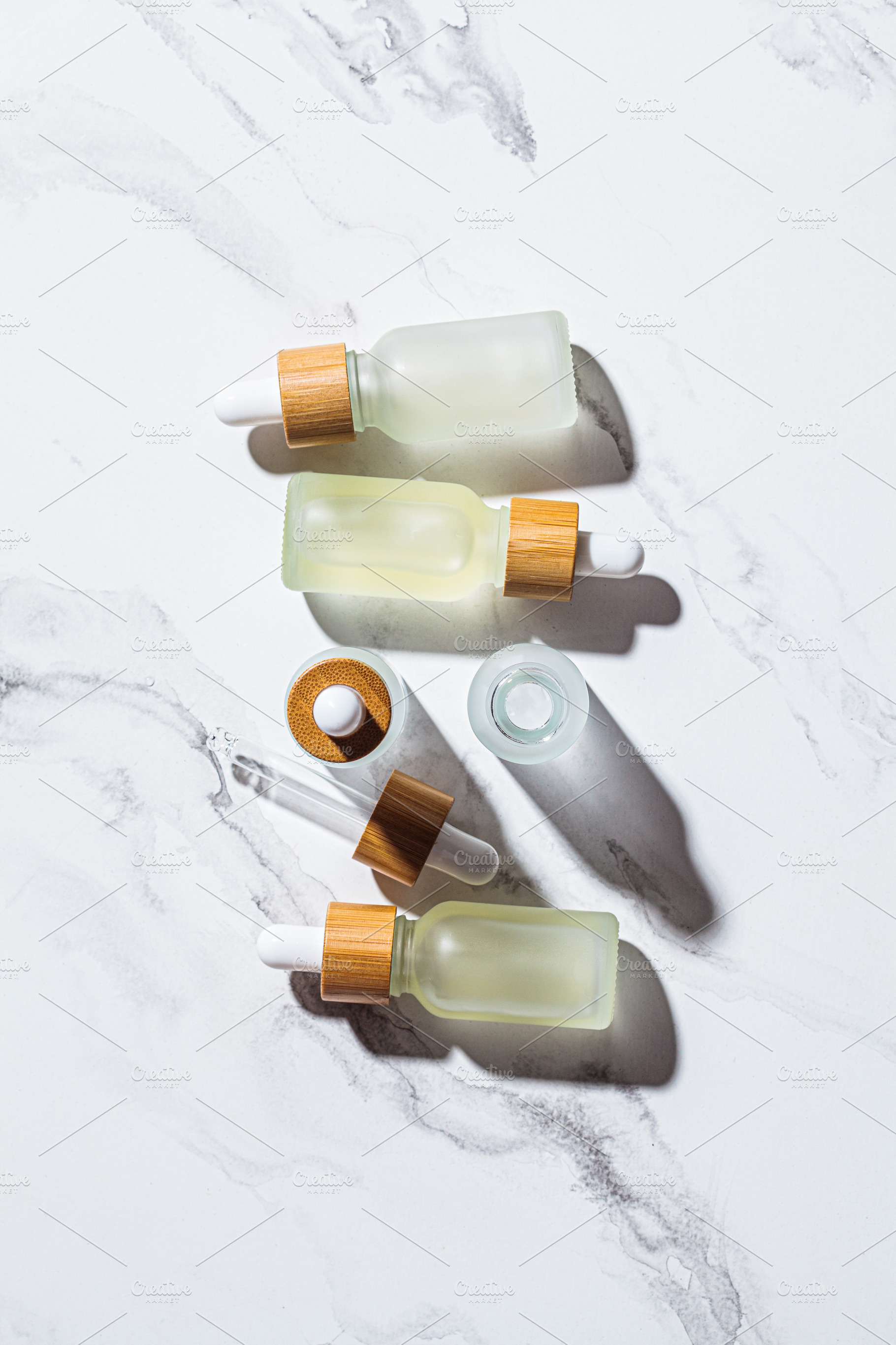 Essential oils in glass bottles, a Health & Medical Photo by vaaseenaa