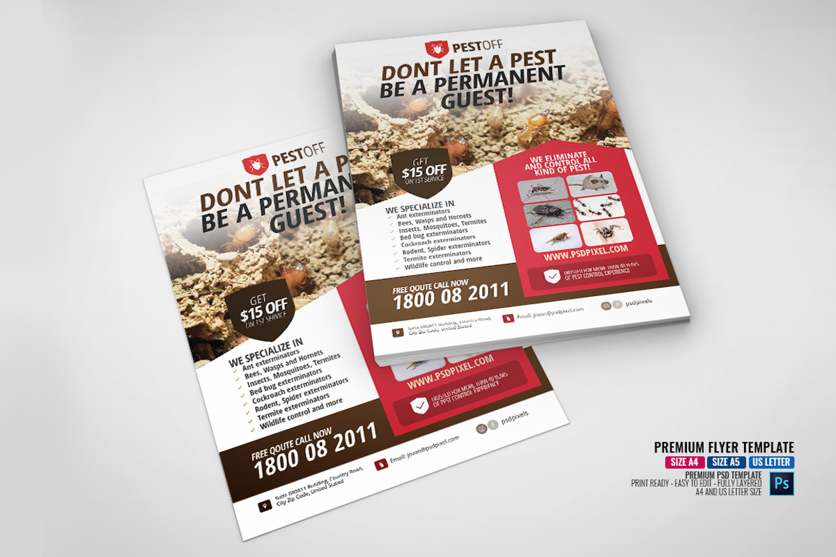Pest and Insect Control Flyer, a Flyer Template by PSDPixel