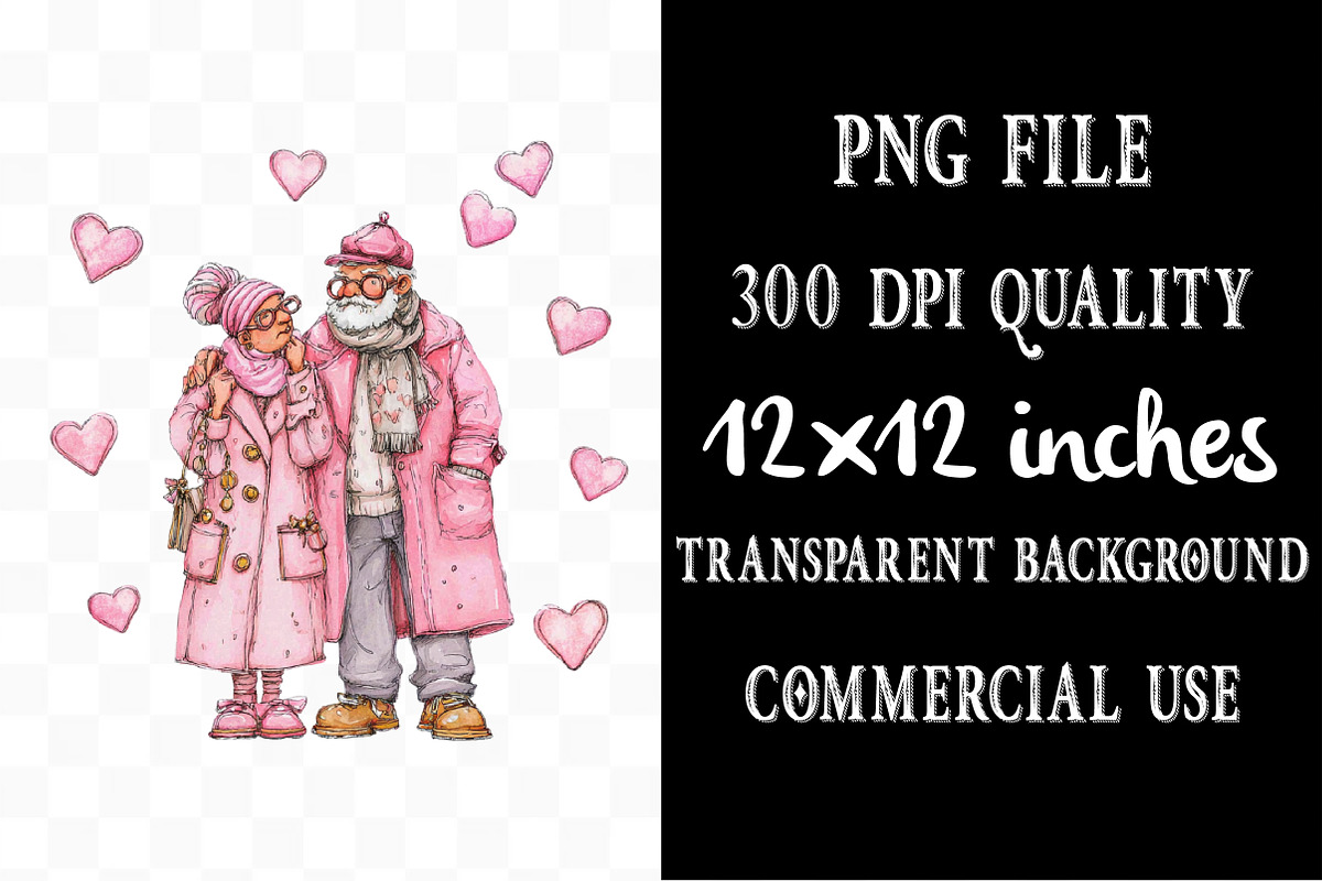 Funny Valentine Old Couple, an Illustration by Designking (Photo 4 of 5)