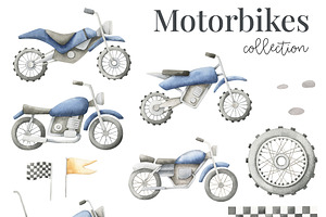 Motorbikes Watercolor Set